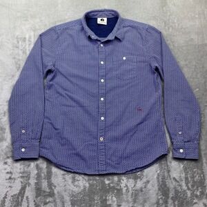 Bike Repair Shop Bean Pole‎ Mens Blue Geometric Print Button Down Shirt 105 (XL)